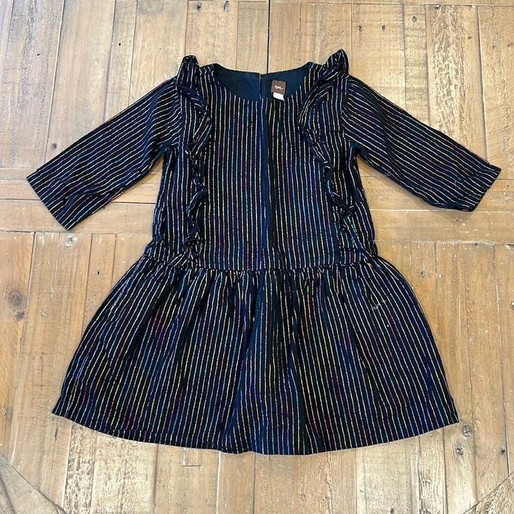 Tea collection metallic rainbow striped dress